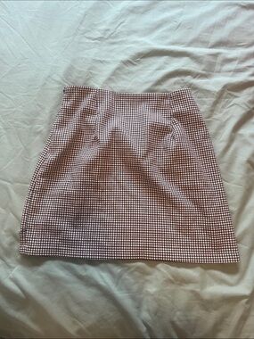 SHEIN Brown and White Gingham Mini Skirt